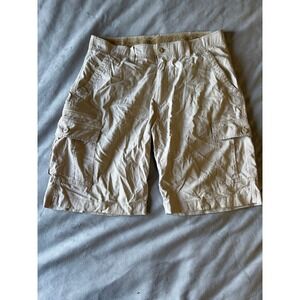 WearFirst Free-Band Mens Cargo Shorts Size 36 Khaki Tan Stretch Ripstop Utility